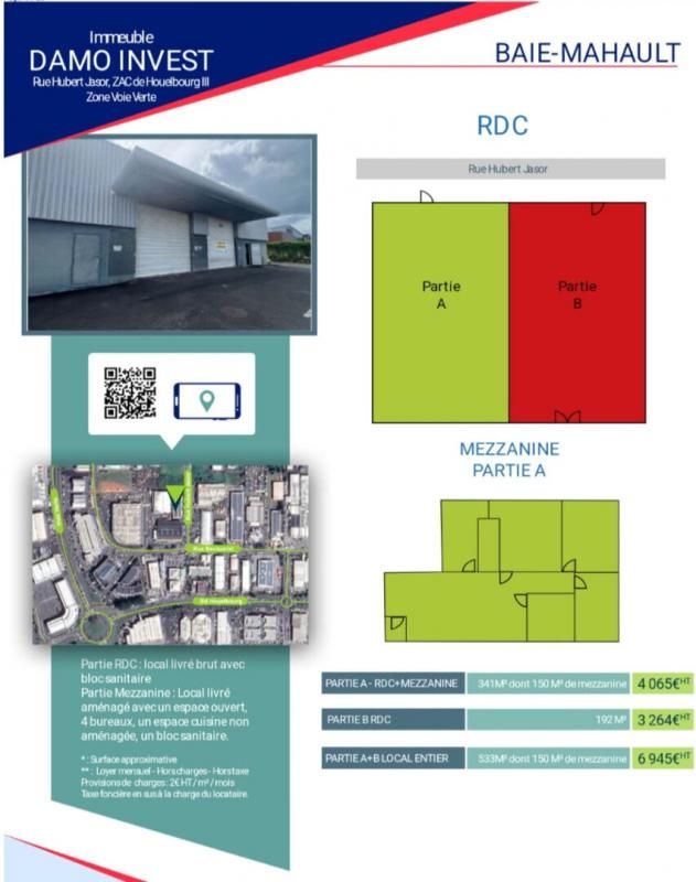 BAIE-MAHAULT BAIE MAHAULT - LOCAL BUREAUX,  341 M²,  JARRY HYPER CENTRE 1