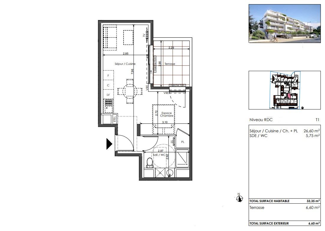 SETE Proche de la plage. Appartement  T1 avec terrasse (la Corniche Sète) 2