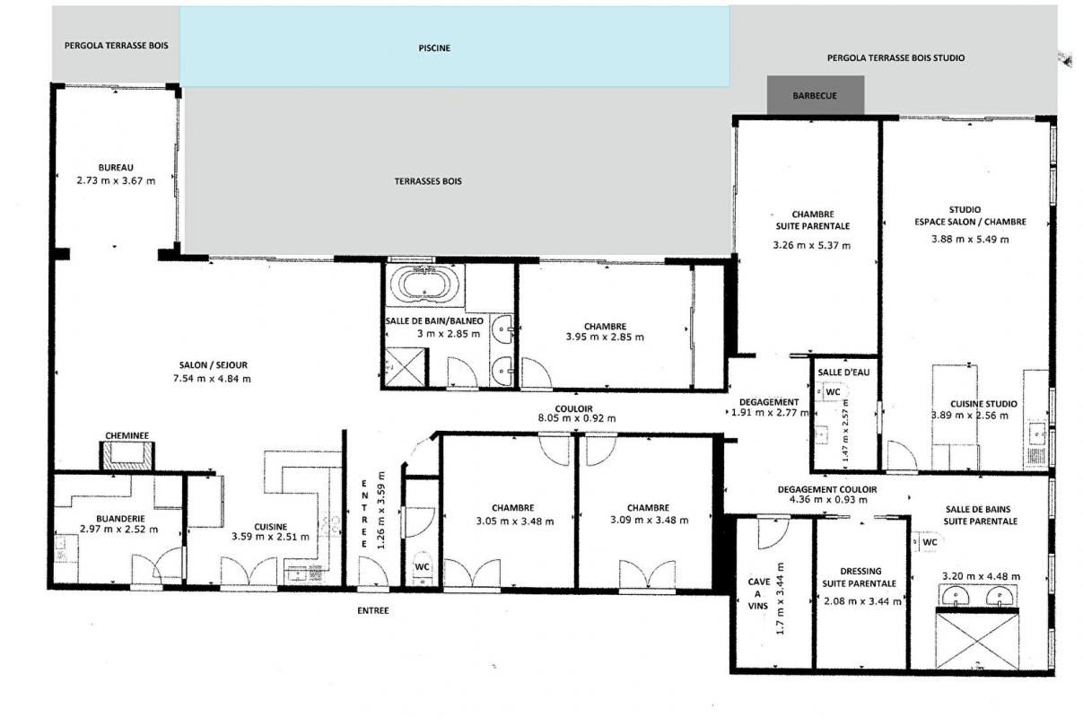 CARBON-BLANC ENSEMBLE 208 m² MAISON + STUDIO - PISCINE - GARAGES AVEC TERRAIN 2621 m² 2