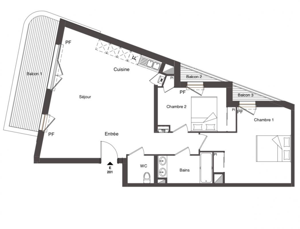 Appartement S3 pièce(s)- 72.50 m2 centre ville avec parking intérieur