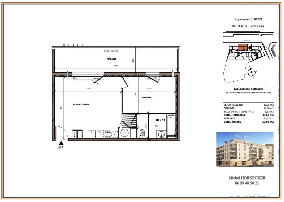 BEZIERS Appartement T2 avec terrasse, dernier étage en plein coeur du centre-ville 2