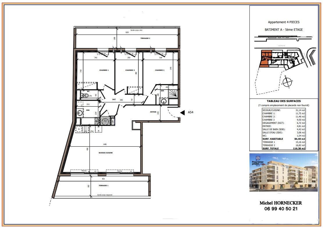 BEZIERS Appartement T4 dernier étage avec deux terrasses, dont une plein sud ! 2