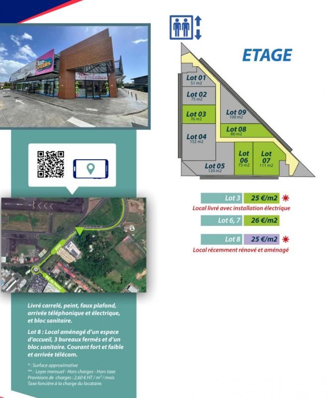 97139 LES ABYMES - Local aménagé 80 m²,  emplacement  N°1