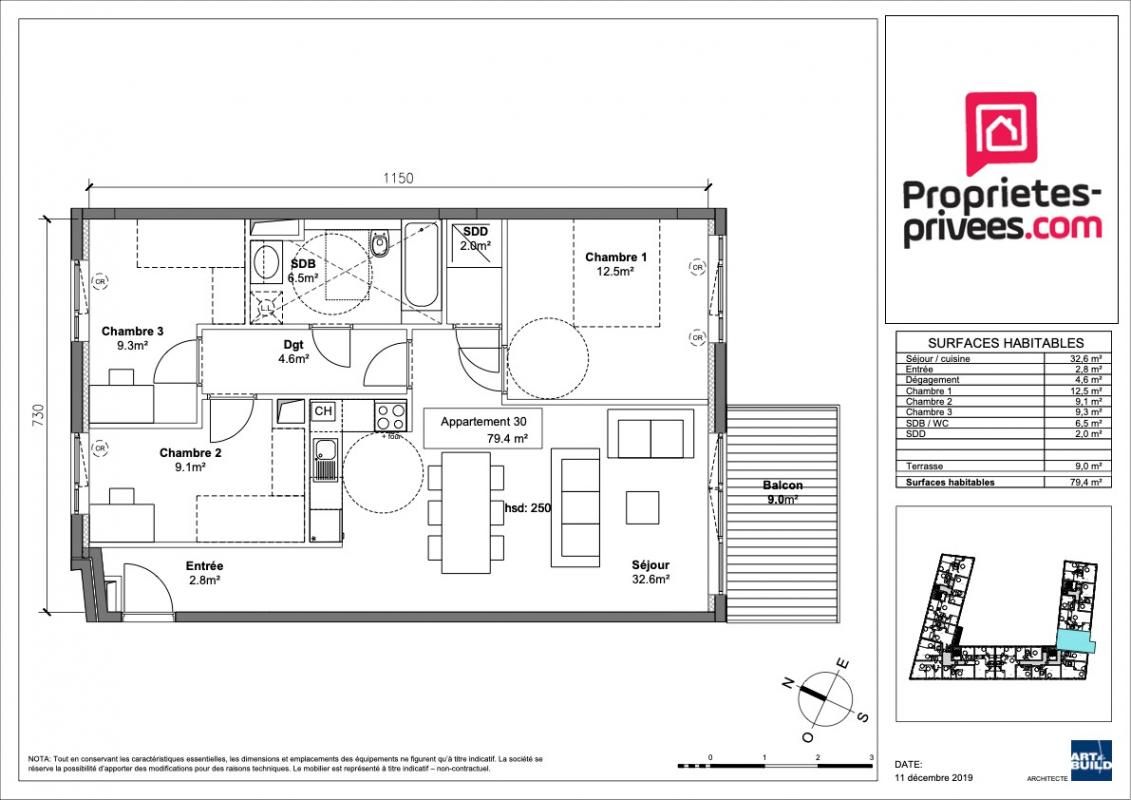 T4 - 79,40 m² Idéalement situé: 256 000  avec terrasse , garage. Très Grand confort MONTEUX (84170)