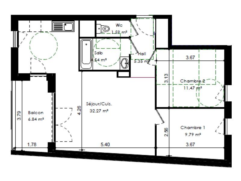 VENISSIEUX Appartement T3, 65m² avec terrasse 2