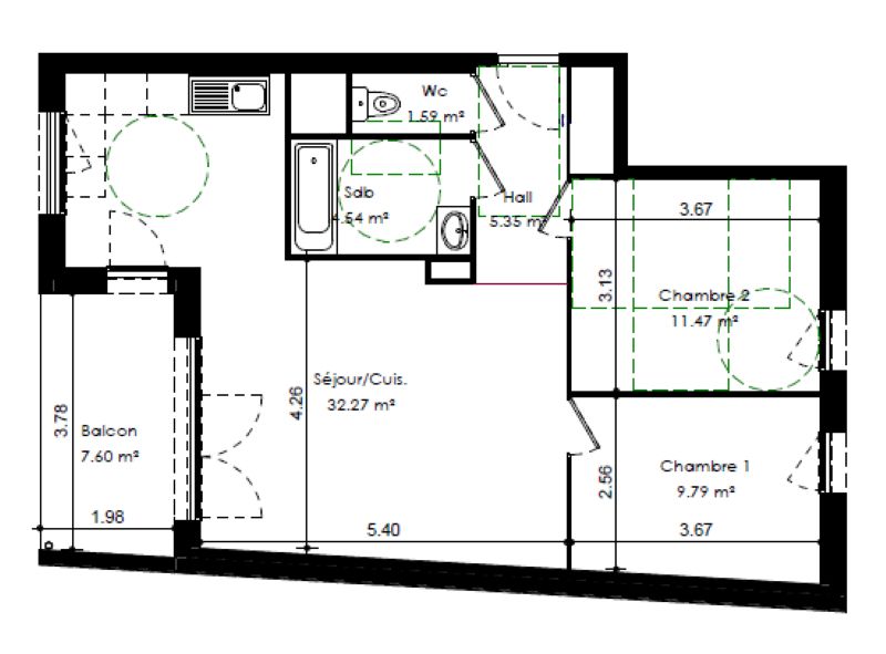 VENISSIEUX Appartement T3, 65 m² avec terrasse 2