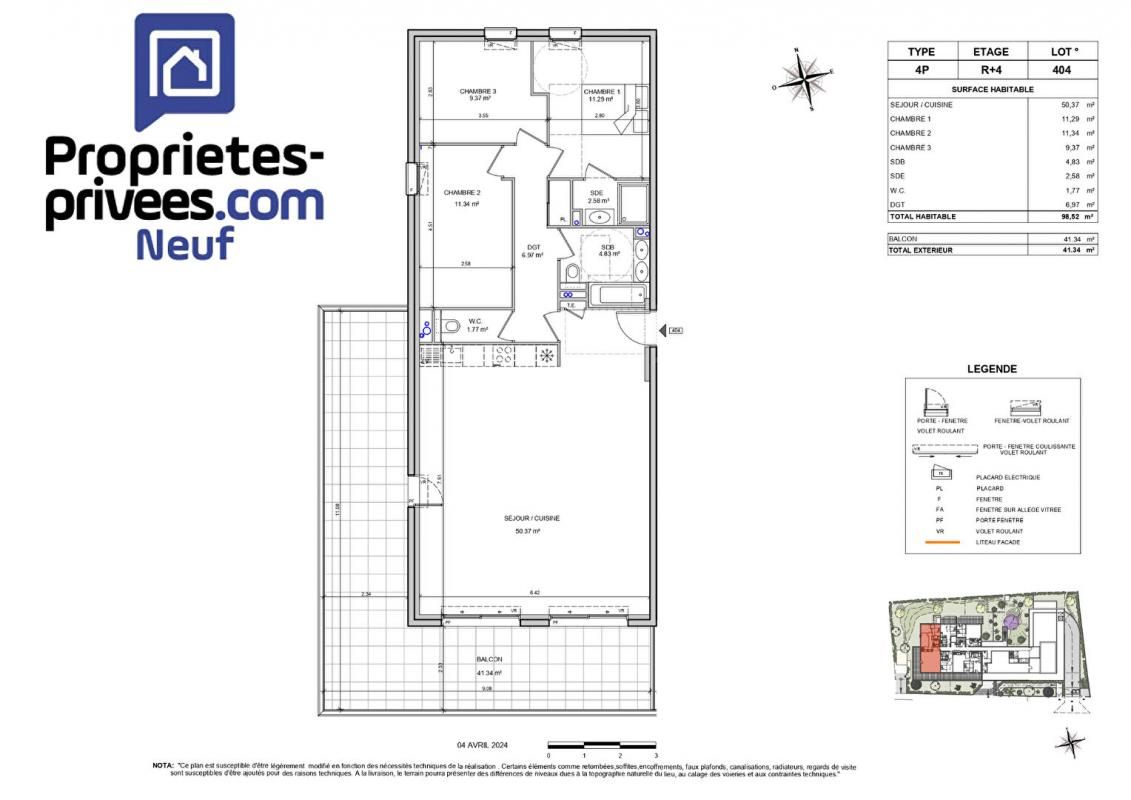 VILLENEUVE-LOUBET Appartement Villeneuve Loubet 4 pièce(s) 98.52 m2 3