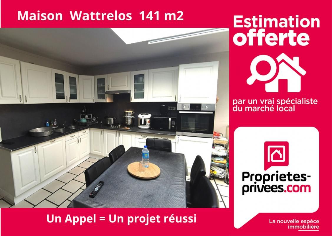 WATTRELOS WATTRELOS, proche Centre, maison de 140 m2 avec 4 chambres, jardin, garage 2 voitures 3