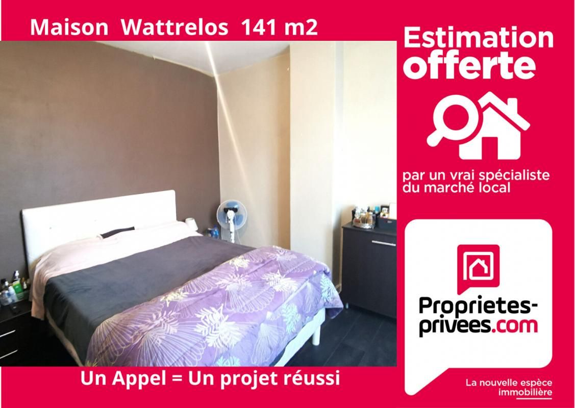 WATTRELOS WATTRELOS, proche Centre, maison de 140 m2 avec 4 chambres, jardin, garage 2 voitures 4