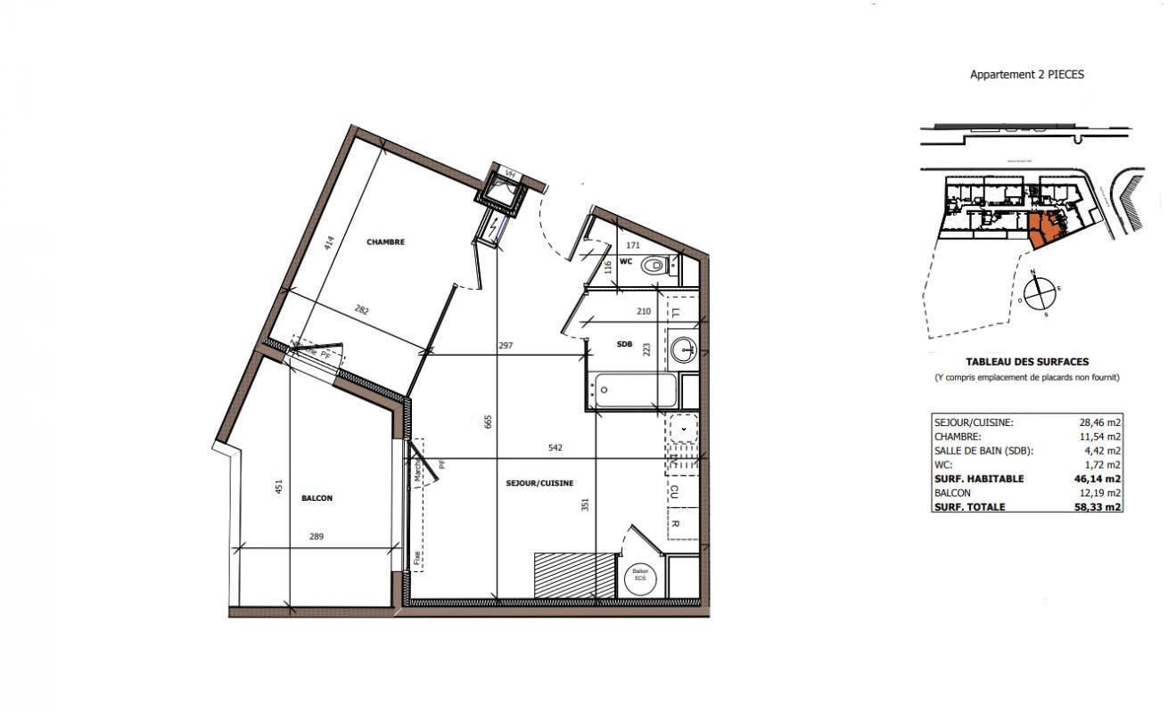 BEZIERS Appartement T2 dernier étage étage avec balcon exposé Sud Ouest 2