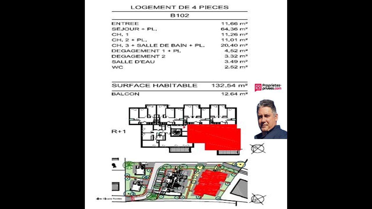 SAINTE-FOY-LES-LYON APPARTEMENT T4  de 132.54 M²  et 12.64 M² de balcon 3