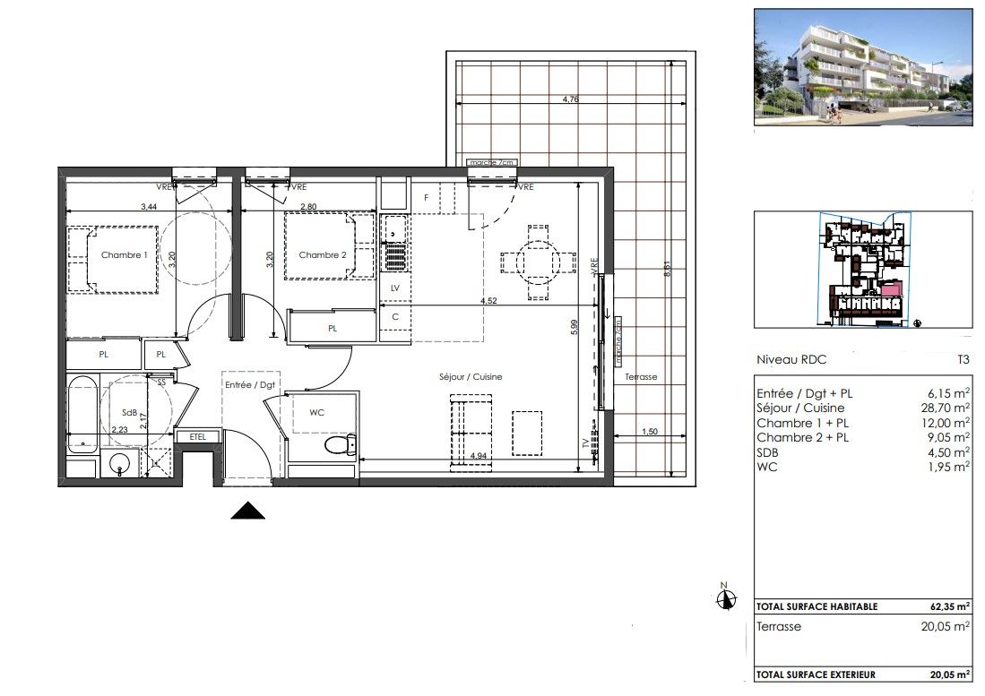 SETE Proche de la mer. Appartement  T3 avec terrasse (Corniche Sète) 2