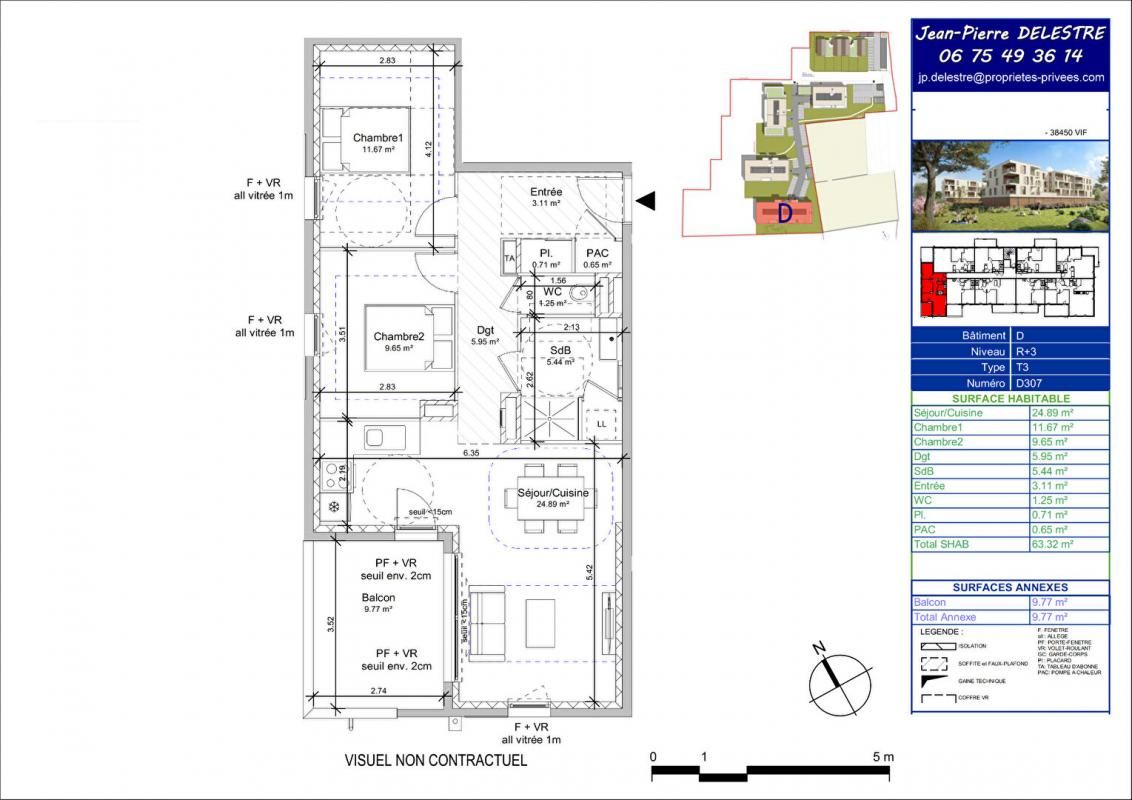 VIF 3 PIECES avec balcon Box et parking privatif à VIF 2