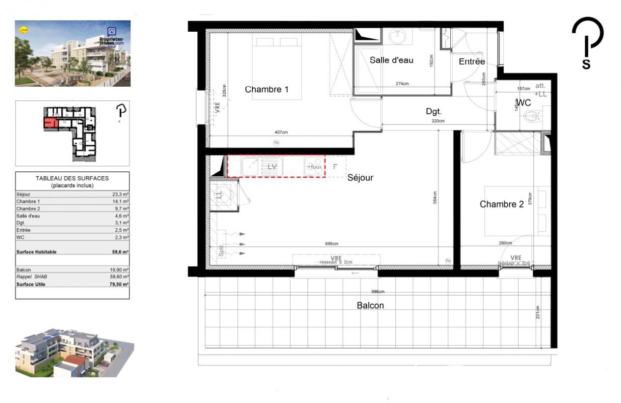 SAUVIAN Appartement T2 avec balcon de 20 m² exposé Sud 2