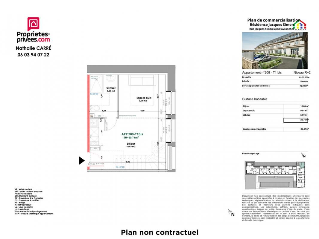 AVRANCHES Appartement T1Bis de 30,71m² (+combles) - centre ville d'Avranches 3