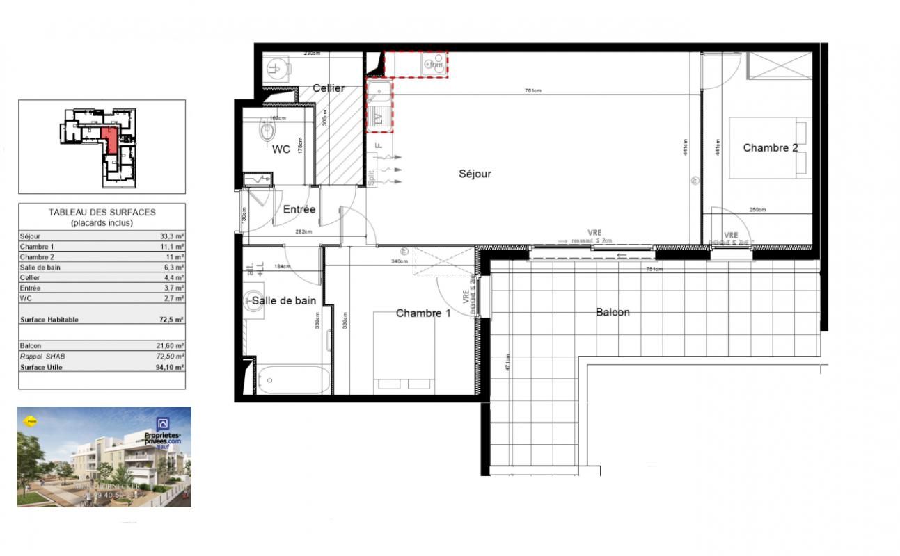 SAUVIAN Appartement de près de 69 m², doté d'une terrasse spacieuse exposée Ouest 2