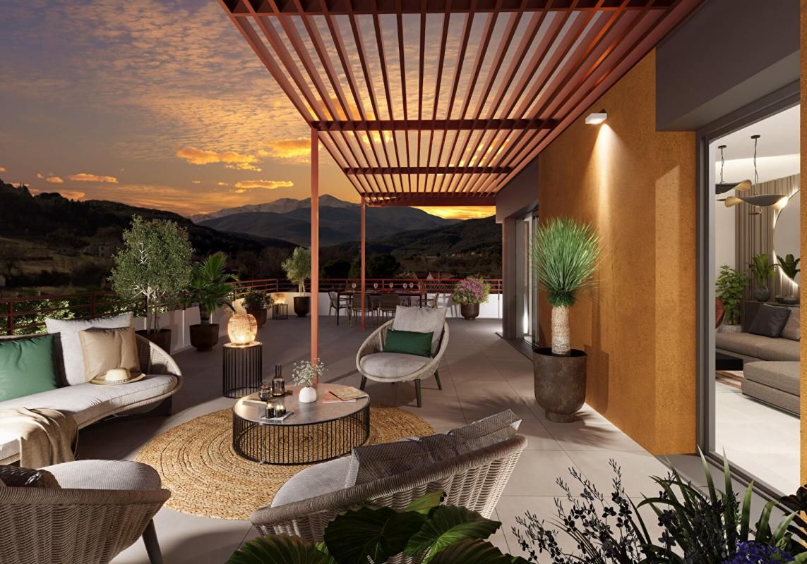 CERET "TOIT TERRASSE 4 pièces de 100m2 avec terrasse, garage double, parking et cave