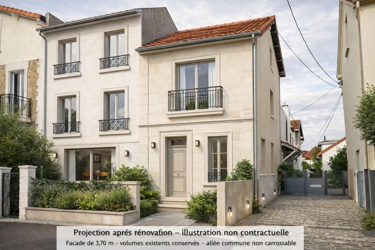 Clamart -Quartier Gare. Ensemble immobilier familial avec jardin et stationnements ? 150 m² à réinventer